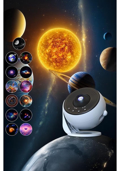 BL-DQY02 Beyaz Galaxy LED Lazer Projektör Gece Lambası Projeksiyon indirimleri