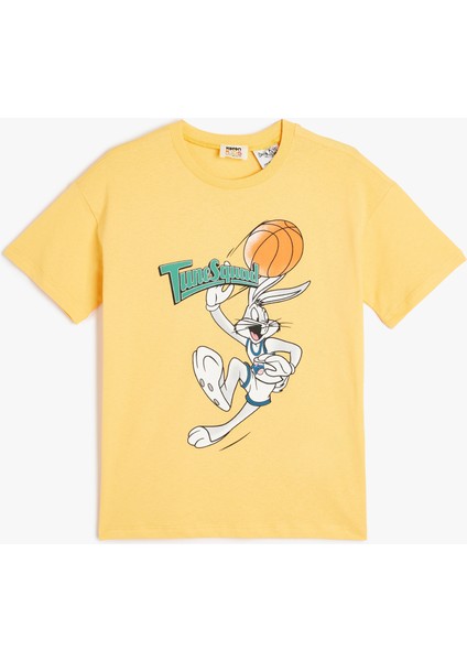 Bugs Bunny Baskılı Bisiklet Yaka Lisanslı Oversize Pamuklu Tişört