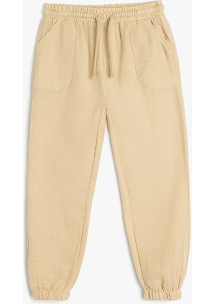 Pamuklu Beli Bağcıklı Cepli Basic Jogger Pantolon