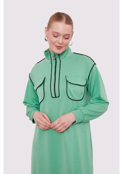 Yeşil Çizgi Cep Detaylı Elbise indirimleri
