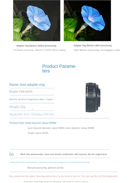 Om Lens Için Olympus EM10 Penf EM5II Epl Için OM-M43 Lens Adaptör Halkası (Yurt Dışından) fırsatları