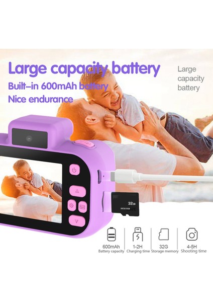 Çocuk Kamerası Yüksek Çözünürlüklü 4000W Ön Arka Çift Kamera 2 Inç 1080P Hd Ekran Dijital Kamera Fotoğrafçılığı, A (Yurt Dışından) indirimleri