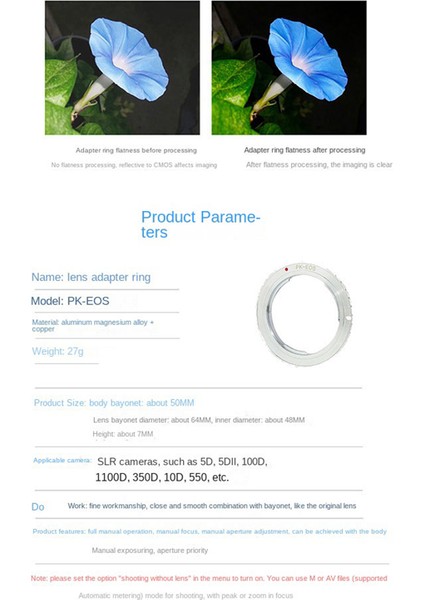 Pentax Pk Lens'ten Canon Eos Ef Slr Kamera 5dııı'e Pk-Eos Lens Adaptör Halkası (Yurt Dışından) fırsatları