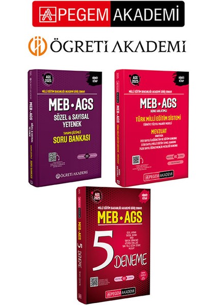 Pegem Akademi 2025 Meb-Ags Soru Bankası Tamamı Çözümlü Sözel-Sayı