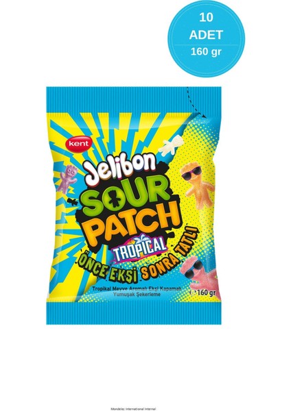 Jelibon Sour Patch Tropikal Meyve Aromalı Yumuşak Şekerleme 160 gr - 10 Adet