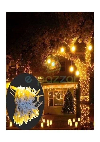10M 100 LED IP65 Dış Mekan LED Işık Beyaz Kablo