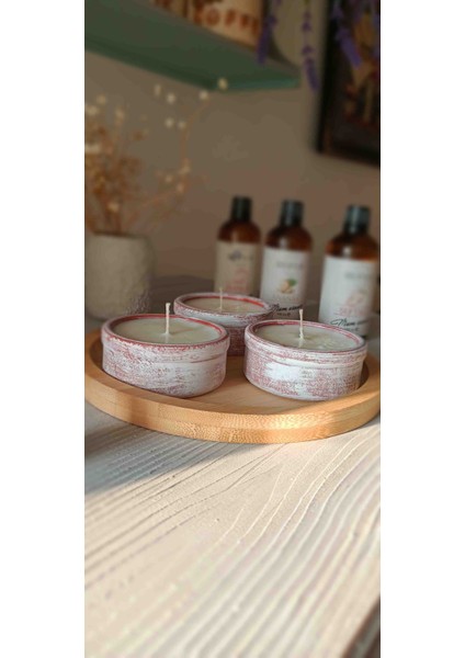 Bohem mum / 3 Adet Tropikal Kokulu Soya Wax Mum / Ananas-Mango-Şeftali
