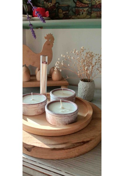 Bohem mum / 3 Adet Tropikal Kokulu Soya Wax Mum / Ananas-Mango-Şeftali