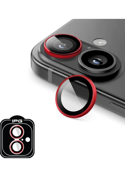 iPhone 16 / 16 Plus Için Ipg Prolens Kamera Lens Koruyucu Alüminyum CD Çerçeveli, Kırılmaz Cam, Ultra Hd