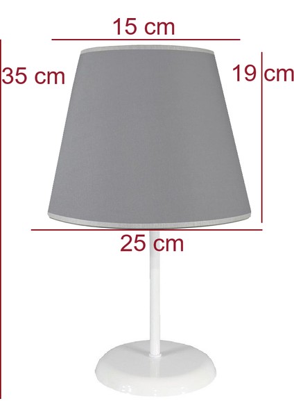 Konik 20 x 25 Gri 3.lü Set Kumaş Kaplama Yatak Odası Genç ve Çocuk Odası Avize ve Abajur Seti.