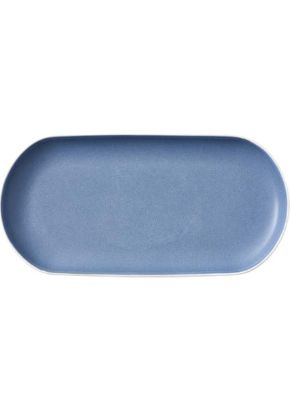 North Seramik Servis Tabağı Mat Beyaz/mat Nehir 19 x 38 cm