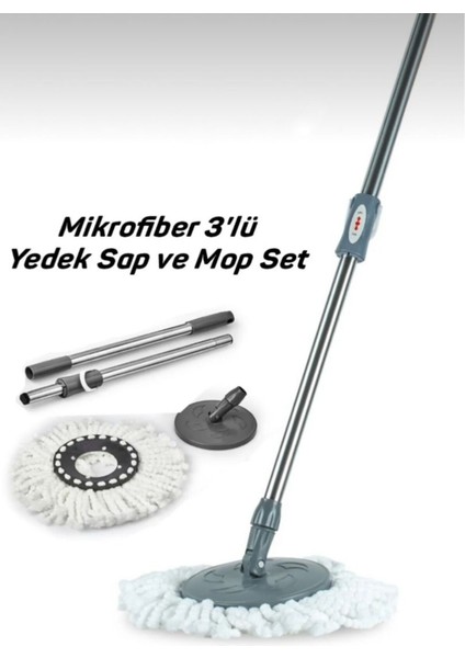 Plastik / Döner Başlıklı Vilada Sapı Temizlik Seti Mop Başlık
