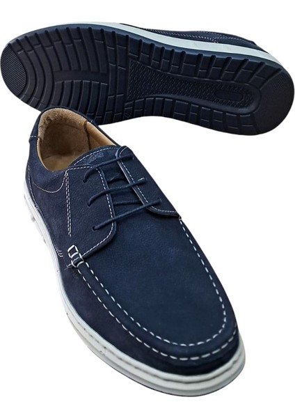 W379 Erkek Deri Bağcıklı Loafer Comfort Ayakkabı Nubuk Lacivert fiyatları