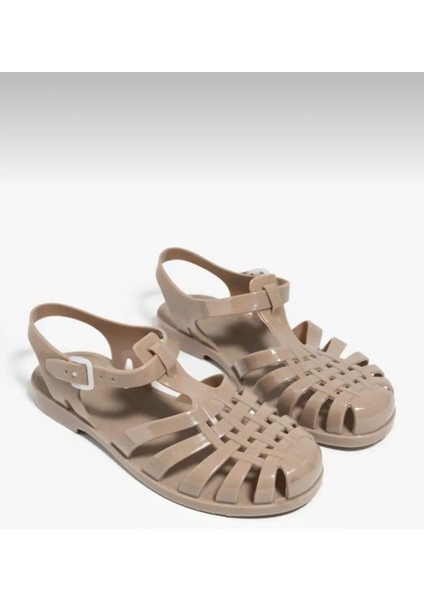 Kadın Sandalet Vizon Renk Kemer Detaylı Hafif Ve Şık Tasarım