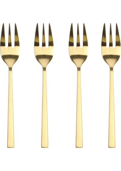 Pasta Çatalı 4 Adet Paslanmaz Çelik Pirinç Rengi