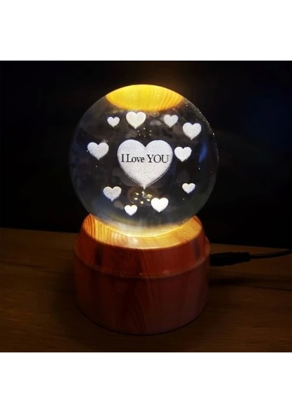 360 Derece Dönen I Love You Tasarım Standlı Cam Küre modelleri