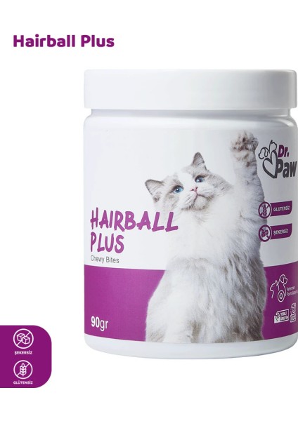 - Hairball Plus: Kediler İçin Glütensiz ve Şekersiz Tablet (90 gr)