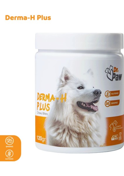 Derma H Plus: Köpekler İçin Glütensiz ve Şekersiz Çiğnenebilir Tablet (120 gr)