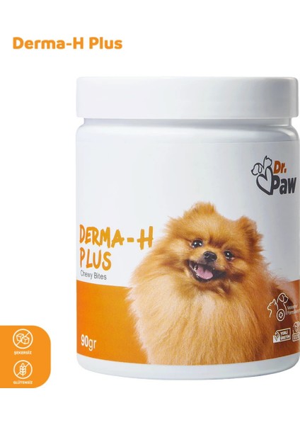 - Derma H Plus: Küçük Irk Köpekler İçin Glütensiz ve Şekersiz Çiğnenebilir Tablet (90 gr)
