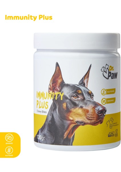 Immunity Plus: Köpekler İçin Glütensiz ve Şekersiz Çiğnenebilir Tablet (120 gr)