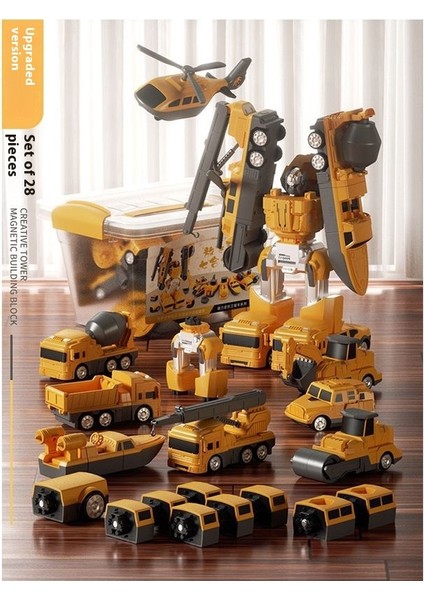 Yeni Çocuk Manyetik Montaj Dönüştürme Robot Mühendislik Araba Serisi Patchwork Puzzle Oyuncaklar (Yurt Dışından)