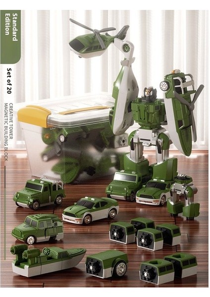 Yeni Çocuk Manyetik Montaj Dönüştürme Robot Mühendislik Araba Serisi Patchwork Puzzle Oyuncaklar (Yurt Dışından)