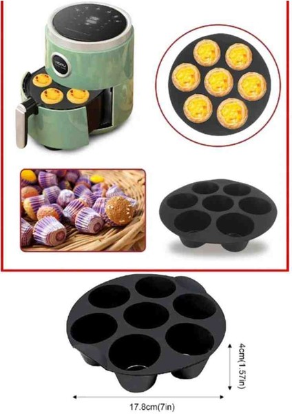 Airfryer 7 Gözlü Kek ve Çörek Kalıbı Silikon modelleri