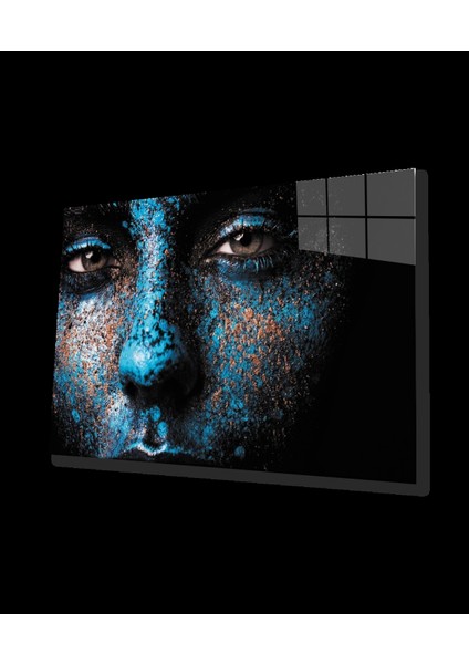 Kadınlar Mavi Modern Cam Tablo ,women Blue Modern