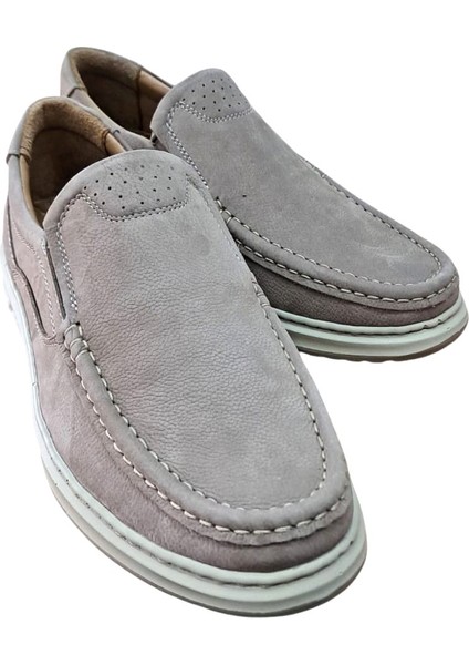 W380 Erkek Deri Bağcıksız Loafer Comfort Ayakkabı Nubuk Vizon