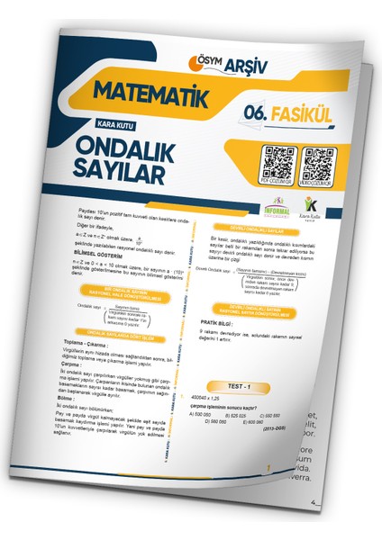 2025 Kpss Matematik Kara Kutu Ondalık Sayılar 6.fasikül Ösym Çıkmış Soru Bankası Modüler Set Çözümlü