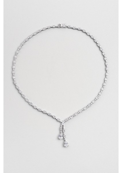 Kraliyet 18 Ayar Beyaz Altın Kaplama Gümüş Gerdanlık