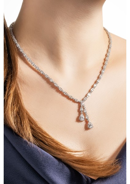 Kraliyet 18 Ayar Beyaz Altın Kaplama Gümüş Gerdanlık indirimleri