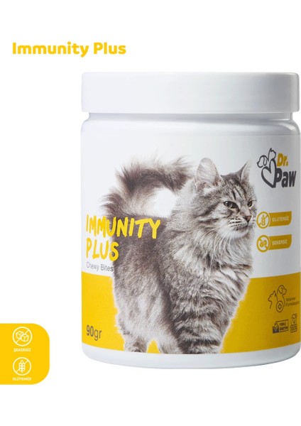Immunity Plus: Kediler İçin Glütensiz ve Şekersiz Çiğnenebilir Tablet (90 gr)