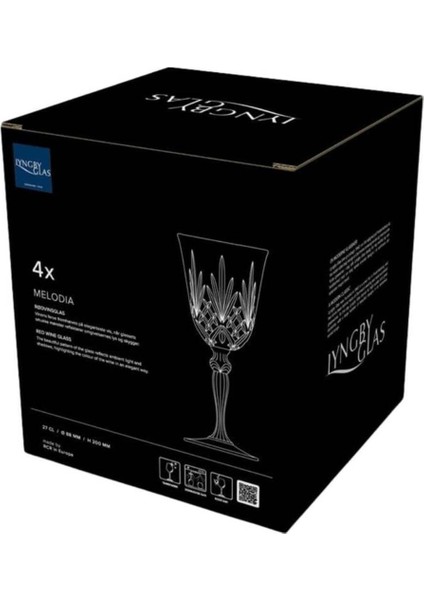 Melodia Kristal Kırmızı Şarap Kadehi 4 Adet 27 cl