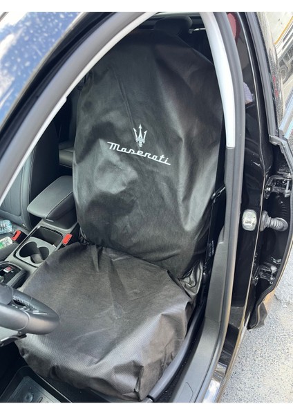 Oto Koltuk Kılıfı Servis Koruma Kılıf 2 Adet Baskılı Maserati