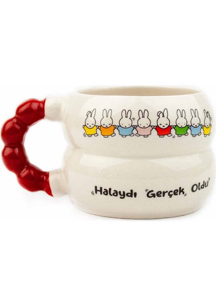 Halaydı Gerçek Oldu! Baskılı El Yapımı Krem Parlak Harmoni Kupa Bardak