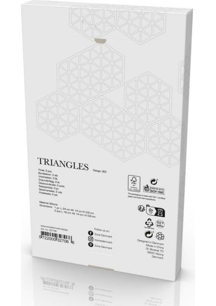 Triangles Tencere Altlığı 3'lü Çok Renkli 16 x 14 x 0.9 cm