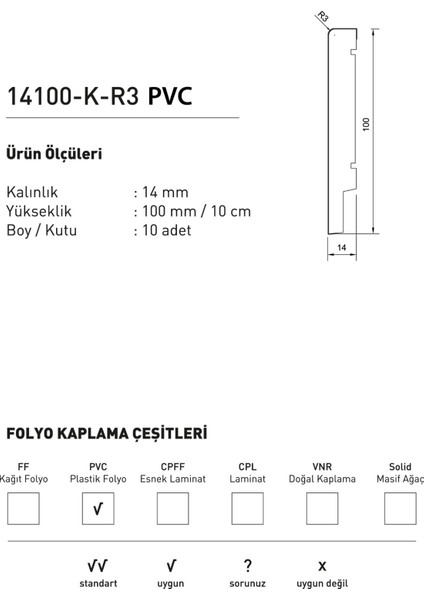 10 cm Lake Beyaz Pvc Kaplamalı Parke Süpürgelik fiyatları