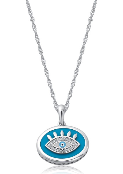 925 Ayar Gümüş Zirkon Taşlı Lazer Mineli Nazar Kolye modelleri