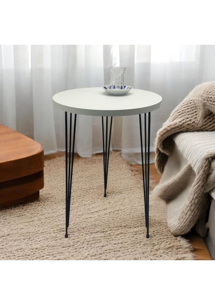 Zigon Sehpa ( Beyaz ) Metal Tel Ayak 37 Çap fiyatları