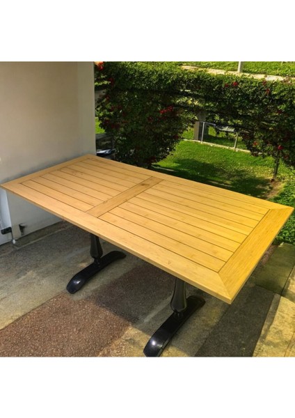 Cafe Masa Bambu Ahşap Yemek Masası 120 x 70 fırsatları