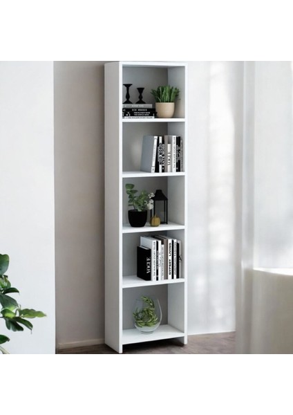 6 Raflı Dekoratif Kitaplık Beyaz Kitaplık Ofis Kitaplığı Dolap Evrak Rafı Ev Rafı Kitap Rafı