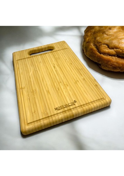 Bambu Kesme Tahtası Dikdörtgen Su Oluklu 35X24