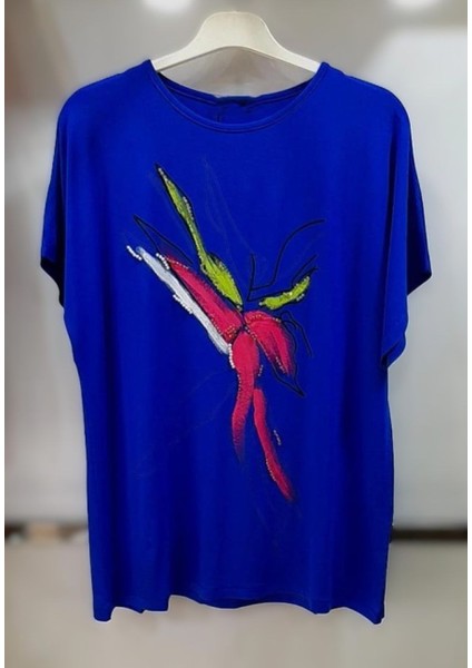 Baskılı Bisiklet Yaka T-Shirt