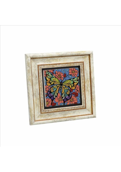 Kelebek Baskılı Taş Tablo 20X20