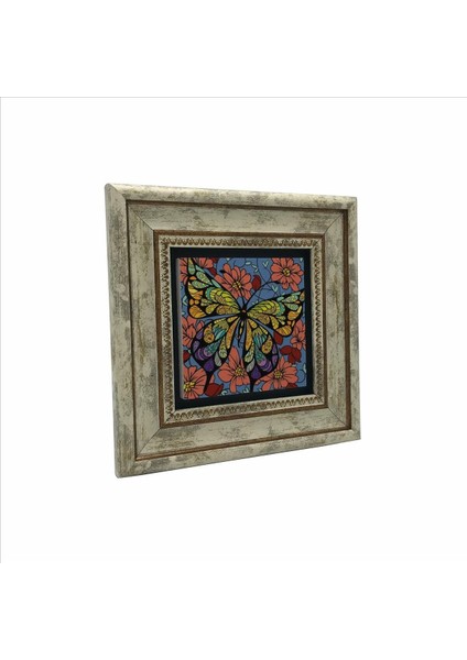 Kelebek Baskılı Taş Tablo 20X20