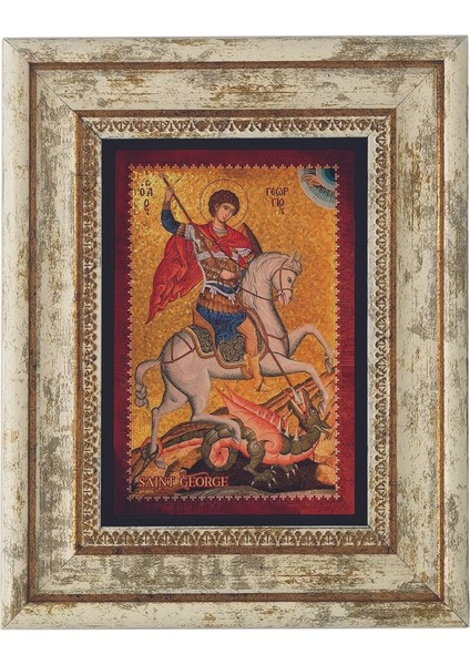Saint (Aziz) George Moazaiği Baskılı Taş Tablo 20X25 fiyatları