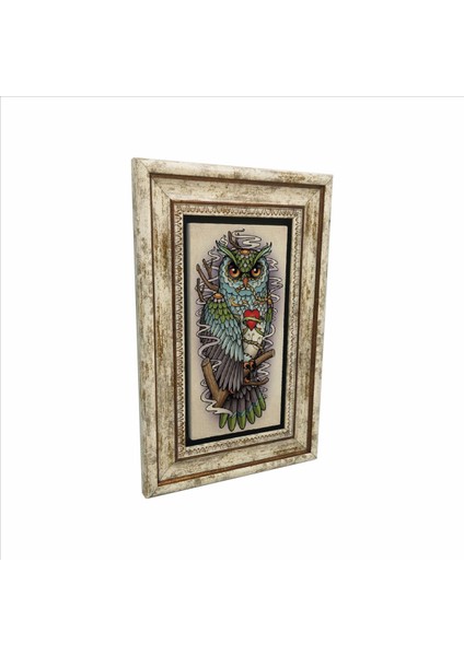 Baykuş Baskılı Taş Tablo 20X30