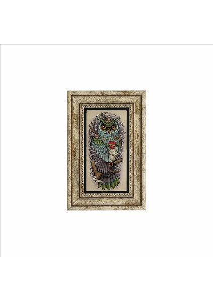 Baykuş Baskılı Taş Tablo 20X30