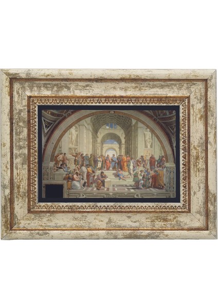 Atina Okulu (1510 Raffaello Sanzio) Baskılı Taş Tablo 20X25